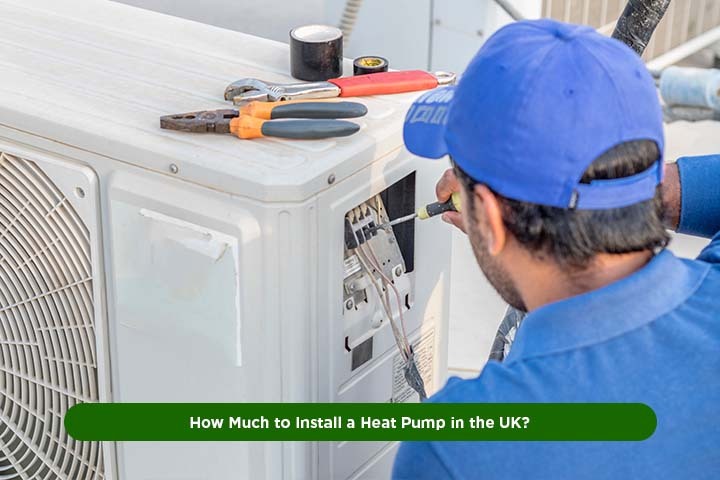Modern heat pump installed outside a UK home, showing cost and energy-saving benefits